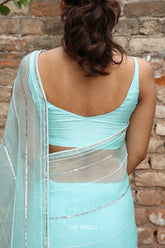 Jenna Silk Cyan Blouse